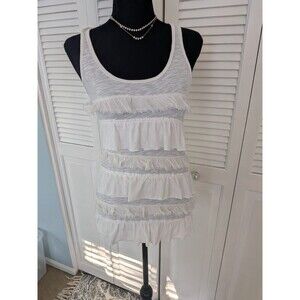 Hollister Racerback Top Women XS White Ruffle Tank Y2K Feminine Girly Coquette